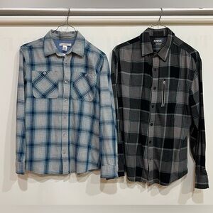 Plaid Button-Up Shirts - Blue and Gray